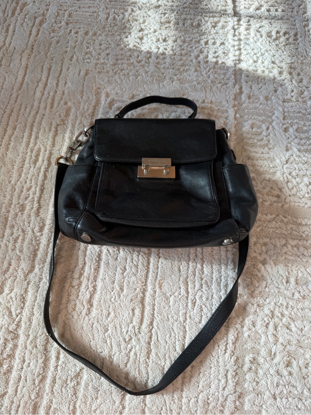 Michael Kors Black Leather Top-Handle Shoulder Bag